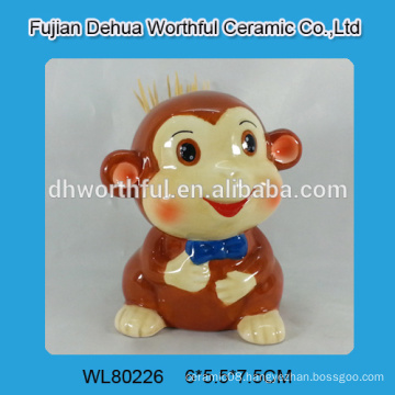 2016 lastest monkey ceramic toothpick holder for tableware